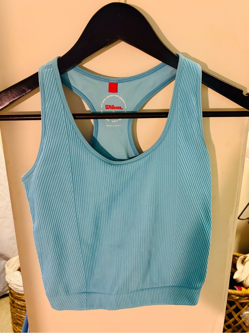 Wilson Seamless Ribbed Racerback Sports Bra Tank Top Blue Size S